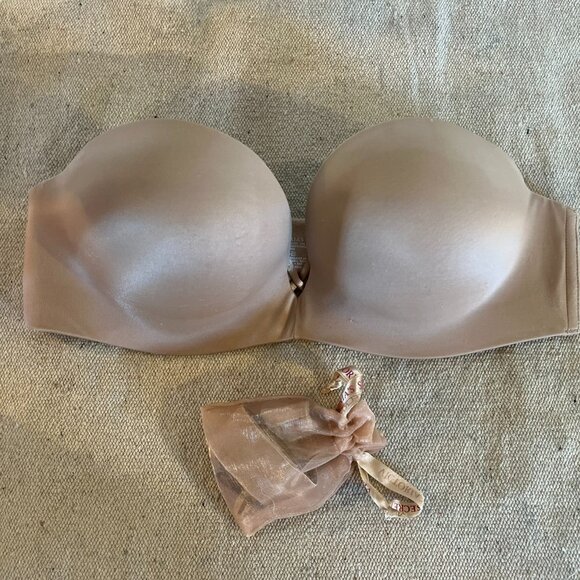 Victoria's Secret Beige Padded Push-Up Removable Straps Bra Sz 34B - Picture 1 of 7